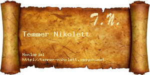 Temmer Nikolett névjegykártya